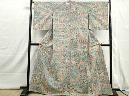 平和屋着物■豪華振袖　草花文　正絹　逸品　DABI1583qa