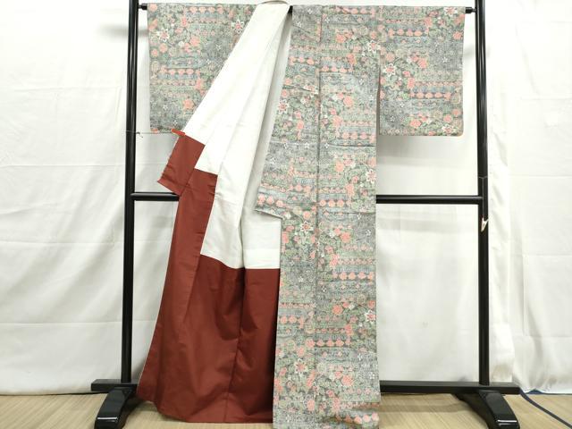 平和屋着物■豪華振袖　草花文　正絹　逸品　DABI1583qa