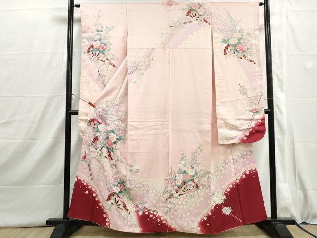 平和屋着物■豪華振袖　片輪車花文　簪　暈し染め　金彩　やまと誂製　正絹　逸品　DABI1584qa