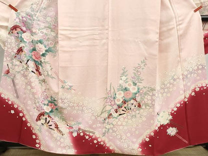 平和屋着物■豪華振袖　片輪車花文　簪　暈し染め　金彩　やまと誂製　正絹　逸品　DABI1584qa