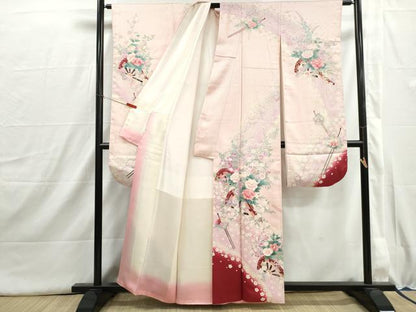 平和屋着物■豪華振袖　片輪車花文　簪　暈し染め　金彩　やまと誂製　正絹　逸品　DABI1584qa