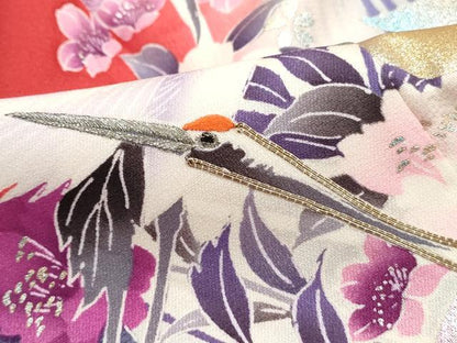 平和屋着物■豪華振袖　駒刺繍　立波群鶴文　暈し染め　金銀彩　正絹　逸品　DABI1587qa