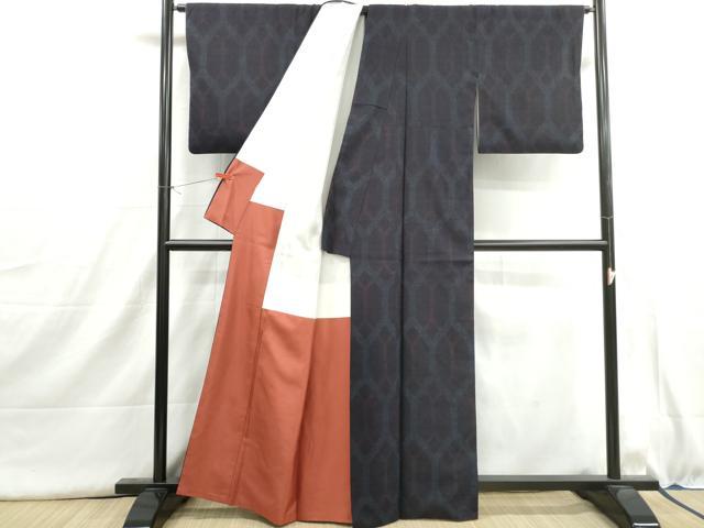 平和屋着物■上質な紬　亀甲文　正絹　逸品　DABI1589qa
