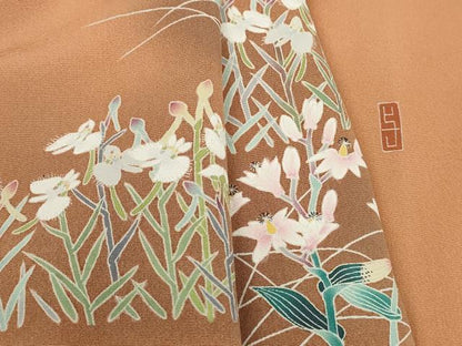 平和屋着物■訪問着　友禅　作家物　草花文　暈し染め　正絹　逸品　DABI1590qa