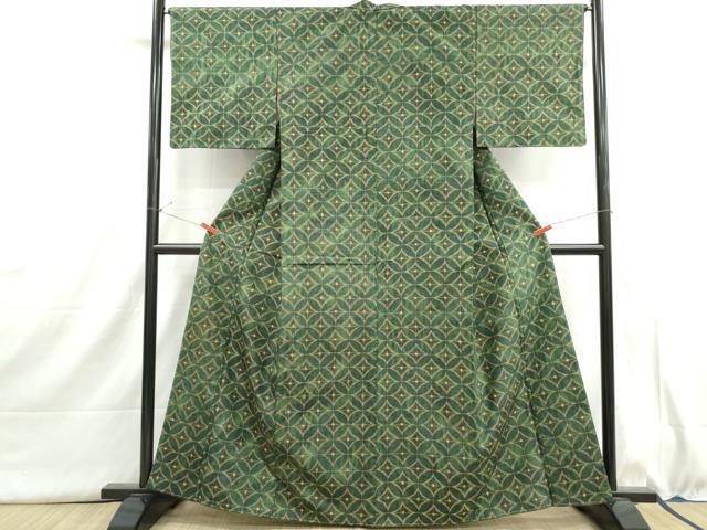 平和屋着物■上質な紬　七宝文　正絹　逸品　DABI1591qa
