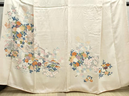 平和屋着物■訪問着　駒刺繍　草花文　金糸　正絹　逸品　DABI1592qa