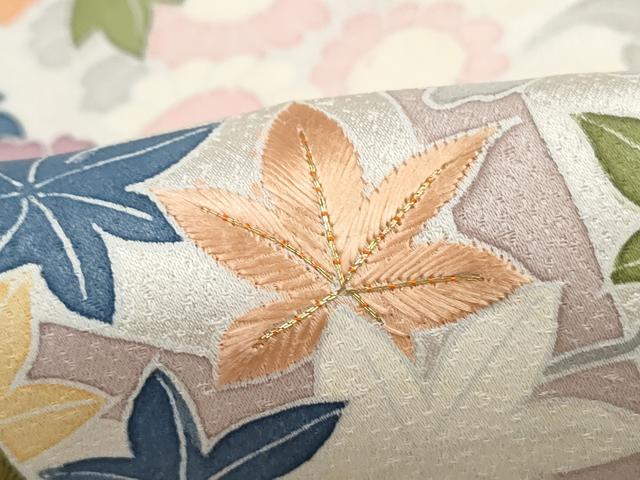 平和屋着物■訪問着　駒刺繍　草花文　金糸　正絹　逸品　DABI1592qa