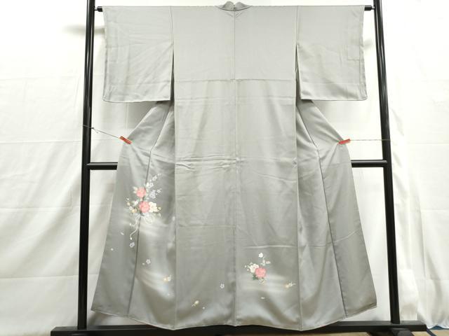 平和屋着物■訪問着　友禅　扇面椿文　暈し染め　正絹　逸品　DABI1594qa