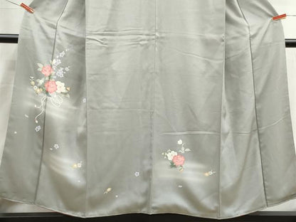 平和屋着物■訪問着　友禅　扇面椿文　暈し染め　正絹　逸品　DABI1594qa