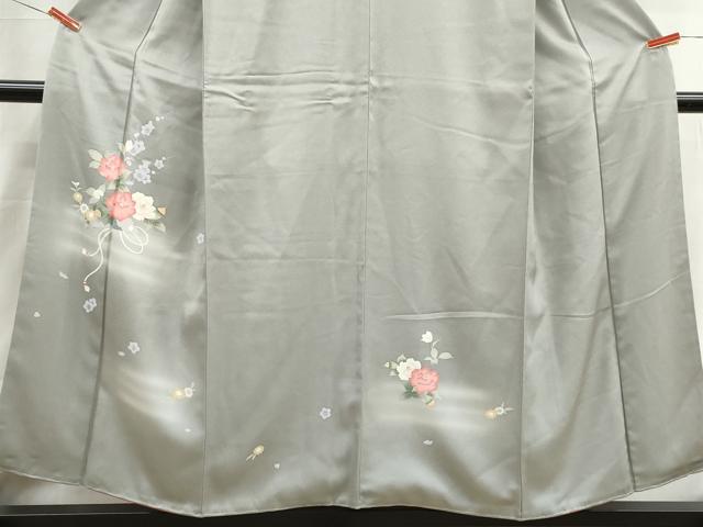 平和屋着物■訪問着　友禅　扇面椿文　暈し染め　正絹　逸品　DABI1594qa
