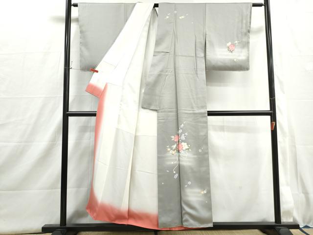 平和屋着物■訪問着　友禅　扇面椿文　暈し染め　正絹　逸品　DABI1594qa