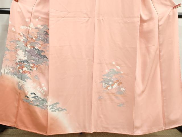 平和屋着物■訪問着　風景地紋　松竹梅　暈し染め　金彩　正絹　逸品　DABI1596qa