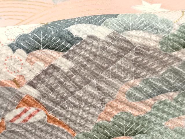 平和屋着物■訪問着　風景地紋　松竹梅　暈し染め　金彩　正絹　逸品　DABI1596qa