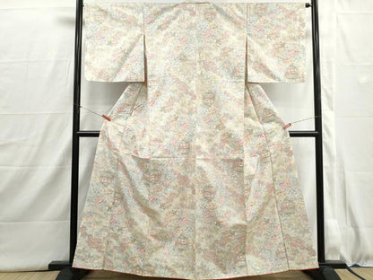 平和屋着物■上質な紬　風景花文　正絹　逸品　DABI1603qa