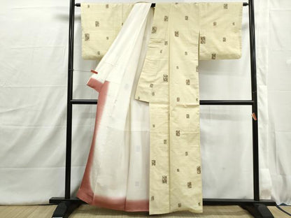 平和屋着物■上質な紬　色紙花文　正絹　逸品　DABI1605qa