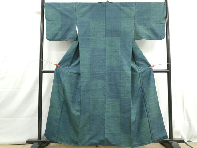 平和屋着物■上質な紬　格子文　正絹　逸品　DABI1606qa