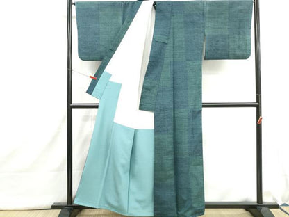 平和屋着物■上質な紬　格子文　正絹　逸品　DABI1606qa