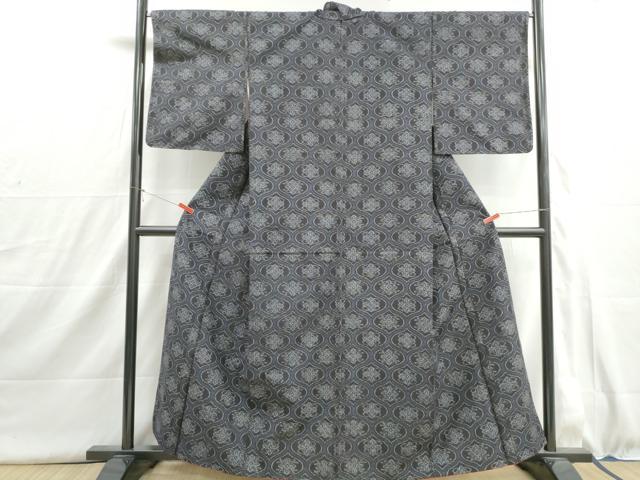 平和屋着物■上質な紬　抽象花文　正絹　逸品　DABI1607qa
