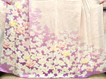 平和屋着物■豪華振袖　駒刺繍　草花文　金彩　正絹　逸品　DABI1614qa