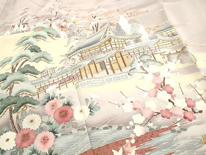 平和屋着物■豪華色留袖　風景花文　暈し染め　金彩　正絹　逸品　DABI1619qa