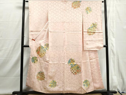 平和屋着物■豪華振袖　駒刺繍　糸車花文　金彩　正絹　逸品　DABI1621qa