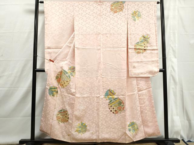 平和屋着物■豪華振袖　駒刺繍　糸車花文　金彩　正絹　逸品　DABI1621qa