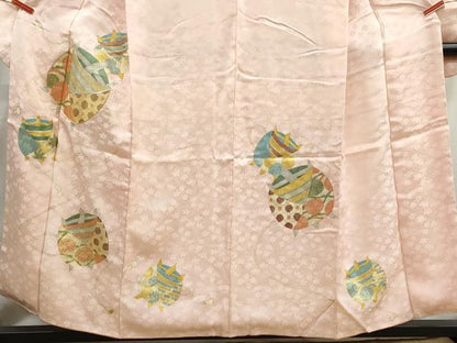 平和屋着物■豪華振袖　駒刺繍　糸車花文　金彩　正絹　逸品　DABI1621qa