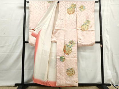 平和屋着物■豪華振袖　駒刺繍　糸車花文　金彩　正絹　逸品　DABI1621qa