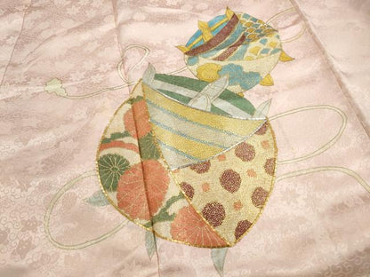 平和屋着物■豪華振袖　駒刺繍　糸車花文　金彩　正絹　逸品　DABI1621qa