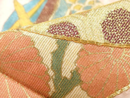 平和屋着物■豪華振袖　駒刺繍　糸車花文　金彩　正絹　逸品　DABI1621qa