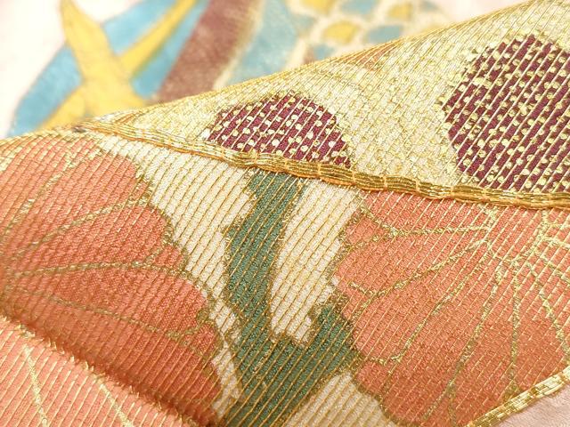 平和屋着物■豪華振袖　駒刺繍　糸車花文　金彩　正絹　逸品　DABI1621qa