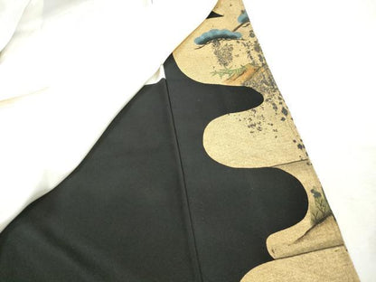 平和屋着物■豪華黒留袖　孔雀花松文　金彩　正絹　逸品　DABI1622qa