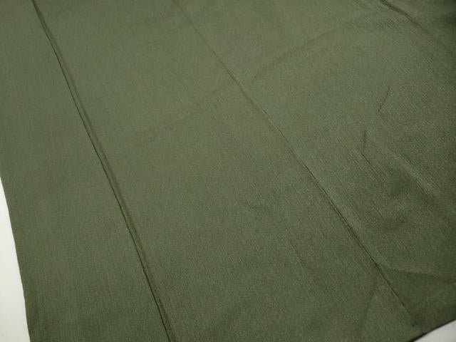 平和屋着物■二代目清次郎監修　手描き　色無地　老竹色　正絹　逸品　DABI1623qa