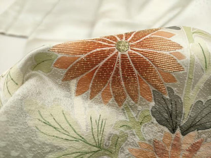 平和屋着物■訪問着　刺繍　草花文　金彩　正絹　逸品　DABI1624qa