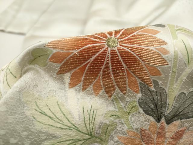 平和屋着物■訪問着　刺繍　草花文　金彩　正絹　逸品　DABI1624qa