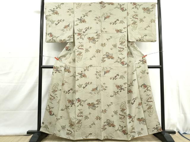 平和屋着物■上質な小紋　風景花文　松竹梅　正絹　逸品　DABI1633qa