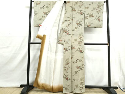 平和屋着物■上質な小紋　風景花文　松竹梅　正絹　逸品　DABI1633qa