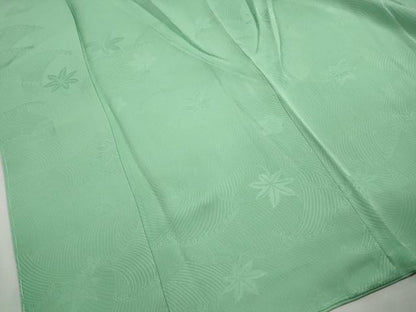 平和屋着物■上質な色無地　立波楓地紋　若緑色　正絹　逸品　DABI1635qa
