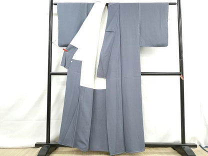 平和屋着物■上質な色無地　藍鼠色　正絹　逸品　DABI1636qa