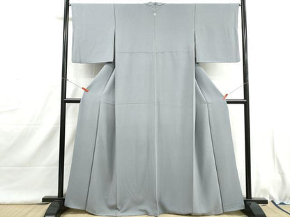 平和屋着物■上質な色無地　湊鼠色　正絹　逸品　DABI1638qa