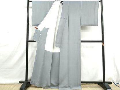 平和屋着物■上質な色無地　湊鼠色　正絹　逸品　DABI1638qa