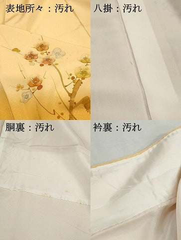 平和屋着物■訪問着　手描き　枝梅文　暈し染め　正絹　逸品　DABI1640qa