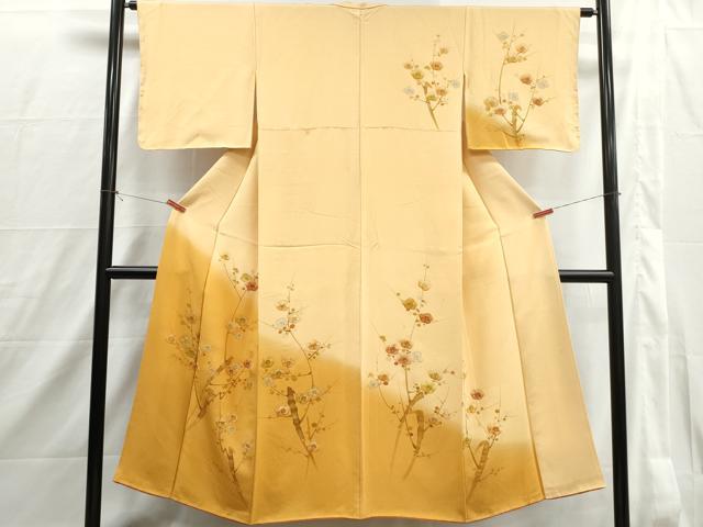 平和屋着物■訪問着　手描き　枝梅文　暈し染め　正絹　逸品　DABI1640qa