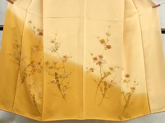 平和屋着物■訪問着　手描き　枝梅文　暈し染め　正絹　逸品　DABI1640qa