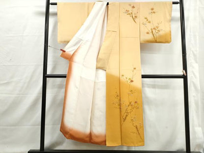 平和屋着物■訪問着　手描き　枝梅文　暈し染め　正絹　逸品　DABI1640qa