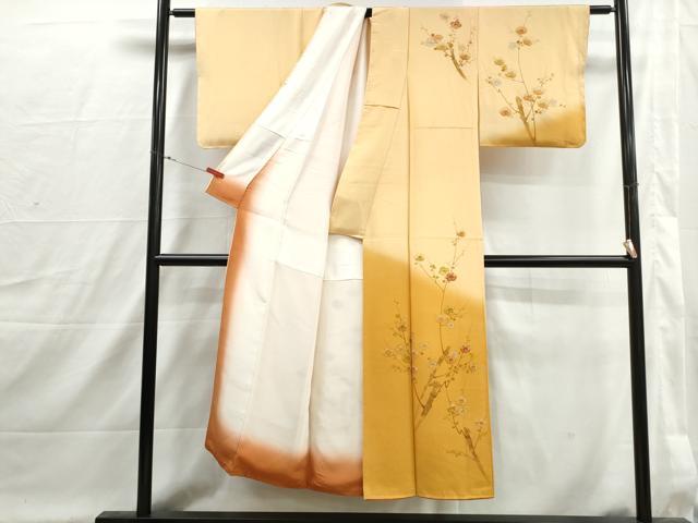 平和屋着物■訪問着　手描き　枝梅文　暈し染め　正絹　逸品　DABI1640qa