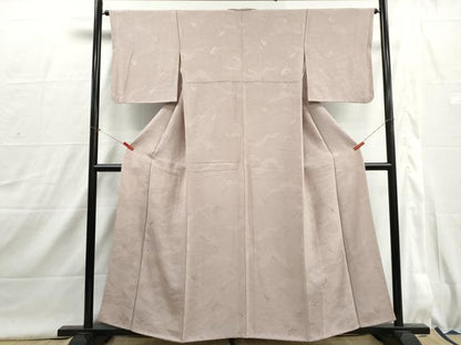 平和屋着物■上質な色無地　雲取り立波地紋　鴇鼠色　正絹　逸品　DABI1641qa