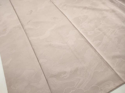 平和屋着物■上質な色無地　雲取り立波地紋　鴇鼠色　正絹　逸品　DABI1641qa