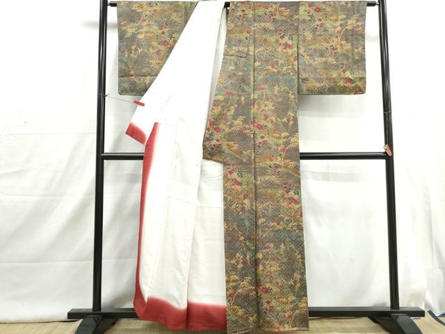 平和屋着物■上質な小紋　草花文　松竹梅　金彩　正絹　逸品　DABI1643qa