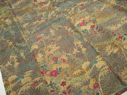平和屋着物■上質な小紋　草花文　松竹梅　金彩　正絹　逸品　DABI1643qa